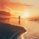 A solitary man walks along a beach at sunset showing the solitude and contemplation related to overcoming betrayal trauma.